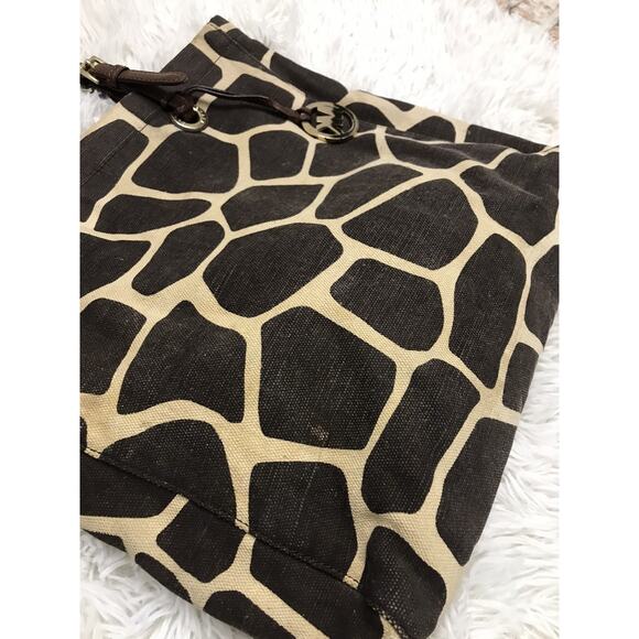 Michael Kors Tote Bag Brown Giraffe Print Canvas Shopper Shoulder Bag Pre-owned - Picture 8 of 11